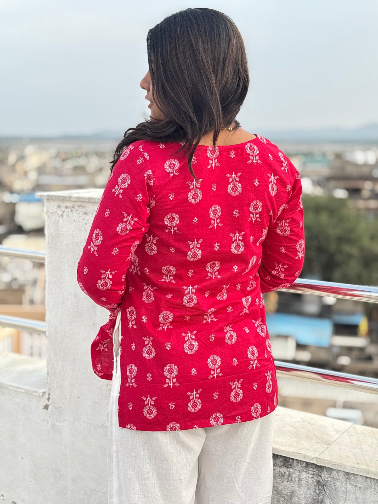 Kaalratri- rani pink short kurti