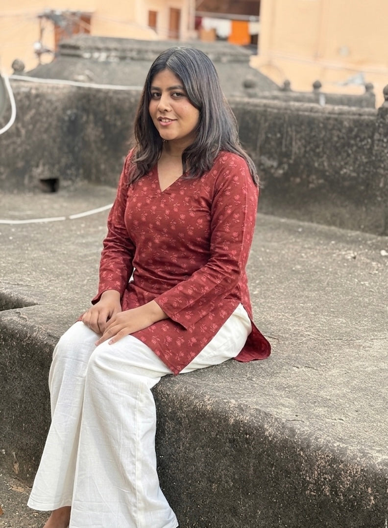 Skanda- maroon short kurti