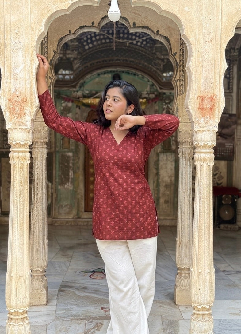 Skanda- maroon short kurti