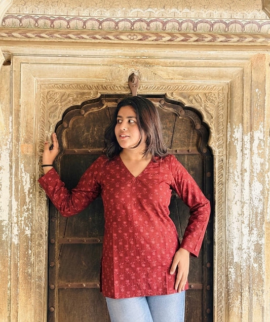 Skanda- maroon short kurti