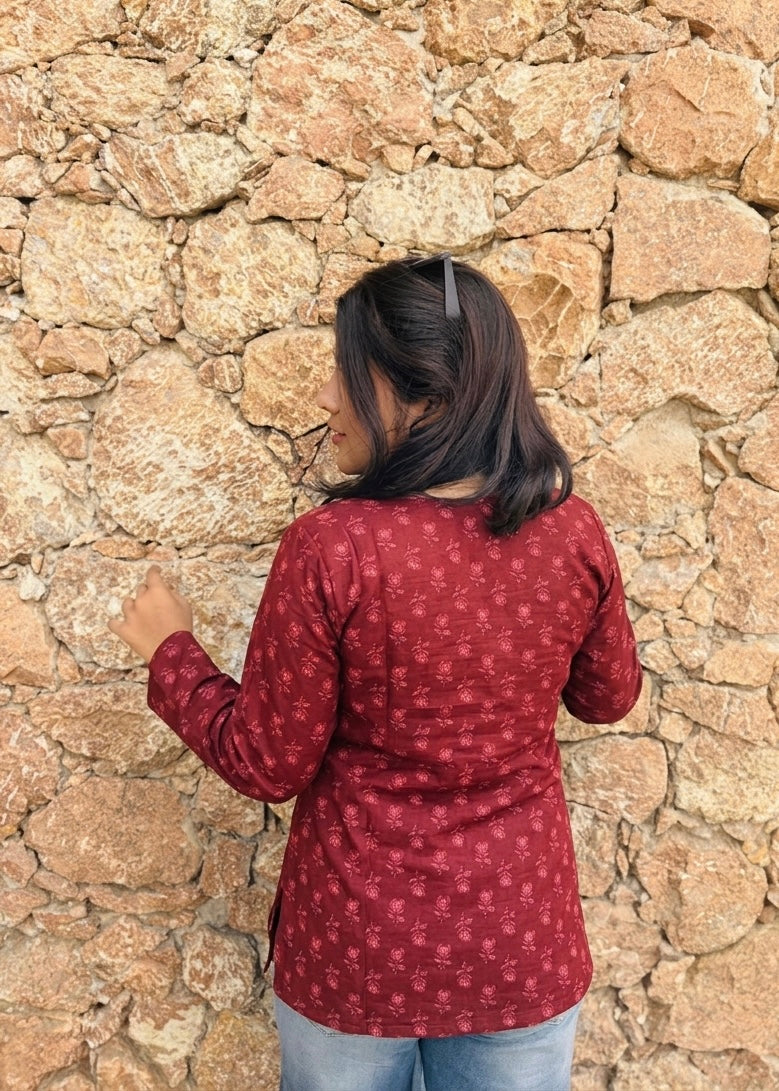 Skanda- maroon short kurti